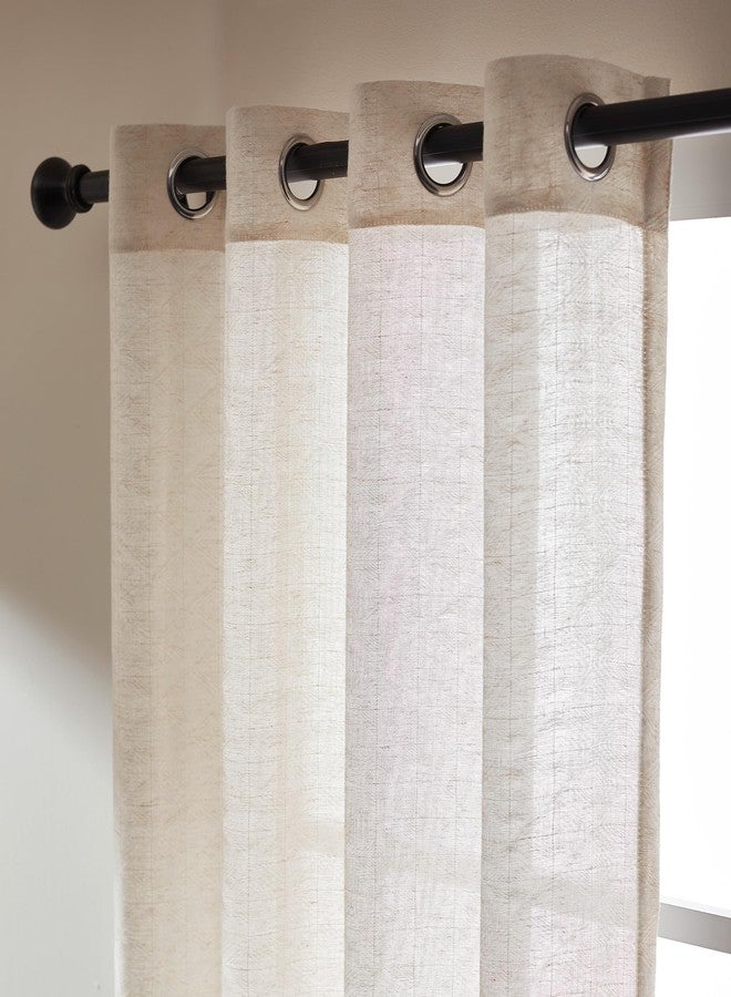 SLEEP ZONE Linen Jacquard Sheer Curtain, Triangle Textured Light Filtering Window Curtain Panels for Living Room Bedroom, 52" × 95" Beige - Image 1